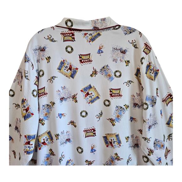 BARE NECESSITIES Women's XXL 2X Sleep Shirt Button Up Christmas Scenes Bust 48" - Picture 6 of 8
